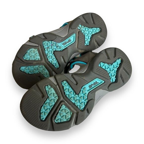 Teva Toachi 4 Water Shoes Sandals Kids Size 12 Grey Teal Hook & Loop Hiking EUC - Picture 7 of 9